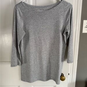 Garnet Hill Light Gray 3/4 sleeve Long Sleeve Top